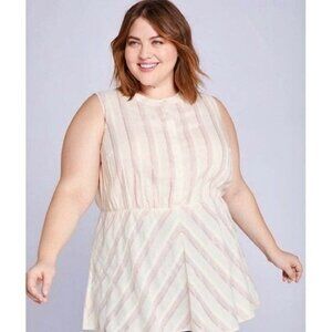 Lane Bryant Button Down Blouse Sleeveless Top Size 28